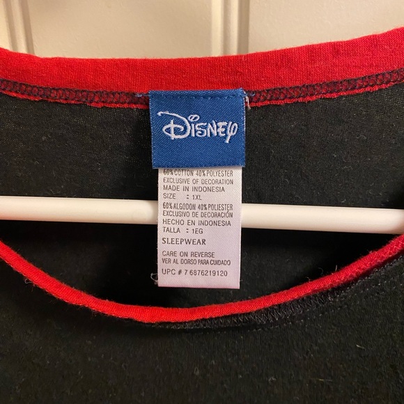 Disney Ladies 1X Pajama Top Mickey Mouse Black Shirt Pj Vintage Look 1XL - Picture 3 of 7